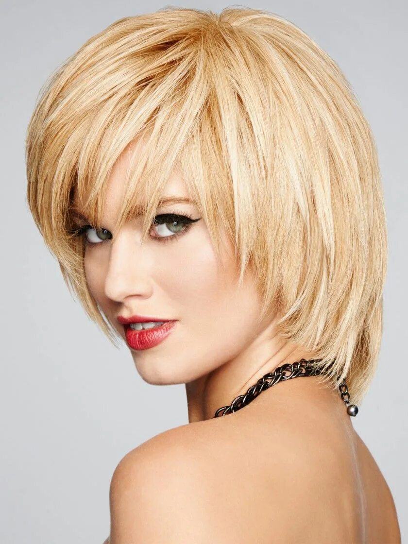 Прическа каре каскад фото Pin on Blonde hair 1 Long hair styles, Short human hair wigs, Raquel welch wigs