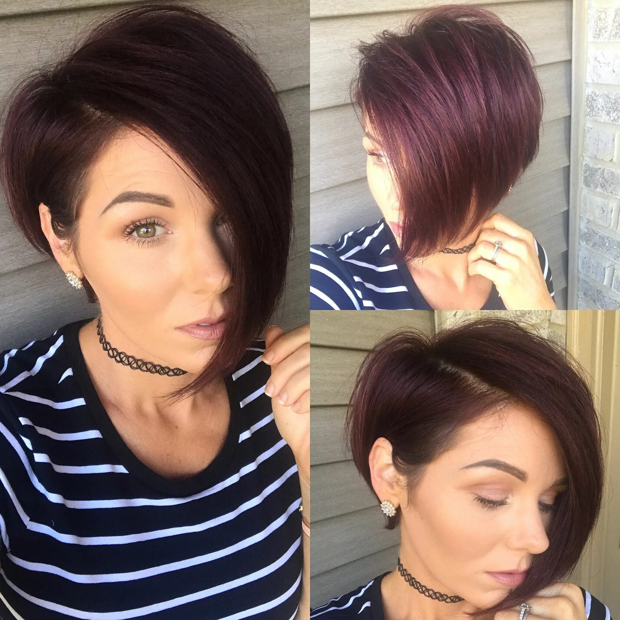 Прическа каре одна сторона короче #shorthair #nothingbutpixies #asymmetrical #bob #pixie #violethair Choppy bob ha