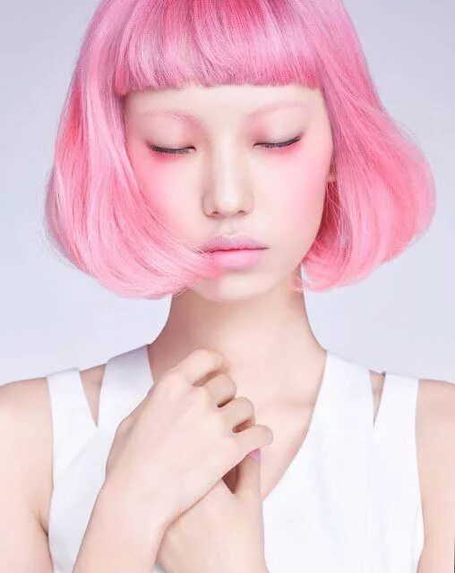 Ad: Natural Bob Wig With Bang. Tags: Pink, 100% Synthetic, Synthetic Wigs #fashi