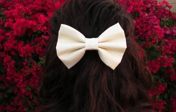 Прическа каре с бантом Hair Bow, Cream hair bow, Hair Bow for Women, hair bow for teens, fabric bow, ha