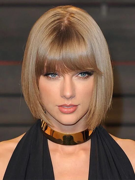 Прическа каре с челкой на средние Taylor Swift Mittlere gerade Frisuren Cortes de cabello corto, Cortes de pelo bo