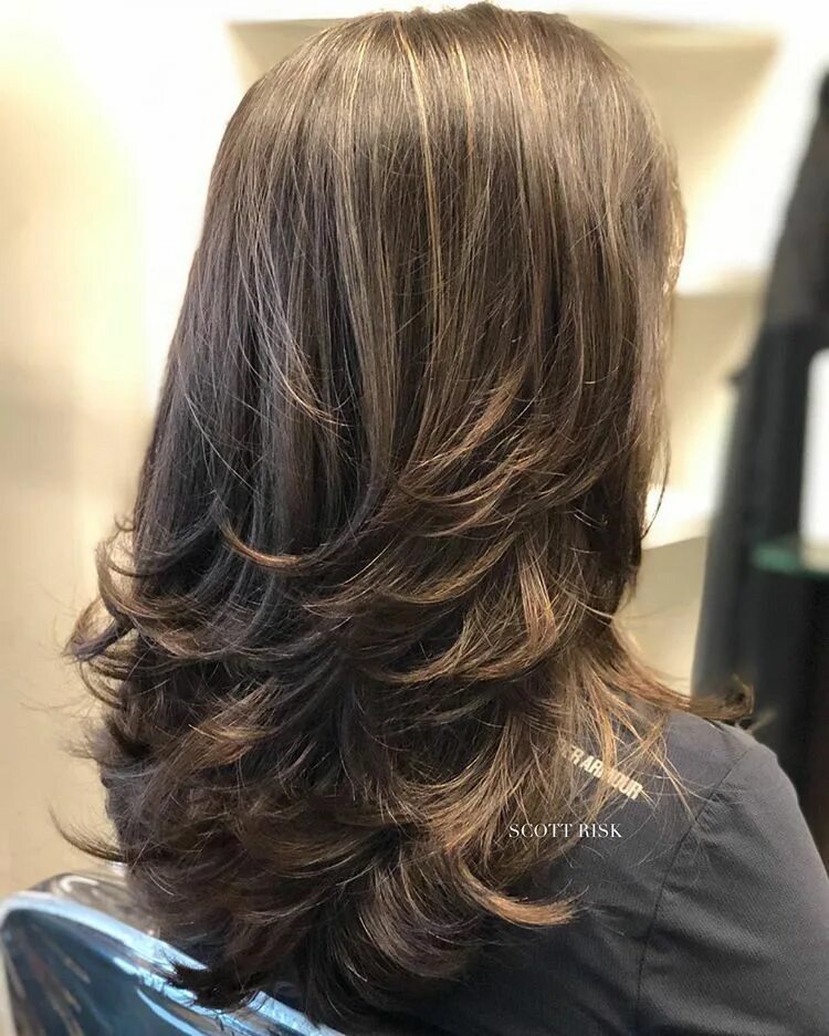 Прическа каскад сзади фото Scott Risk Hair on Instagram: "Mushroom Brown Highlights #haircolor #longhair #m