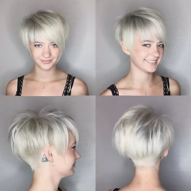 Прическа короткая асимметрия фото Pixie haircut platinum blonde by @leahfittsbeautydesign - Frisuren Frisuren Mode