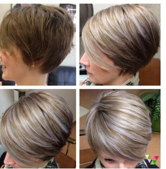 Прическа короткие волосы мелирование Mooie kleurencombi Short hair color, Mom hairstyles, Gray hair highlights