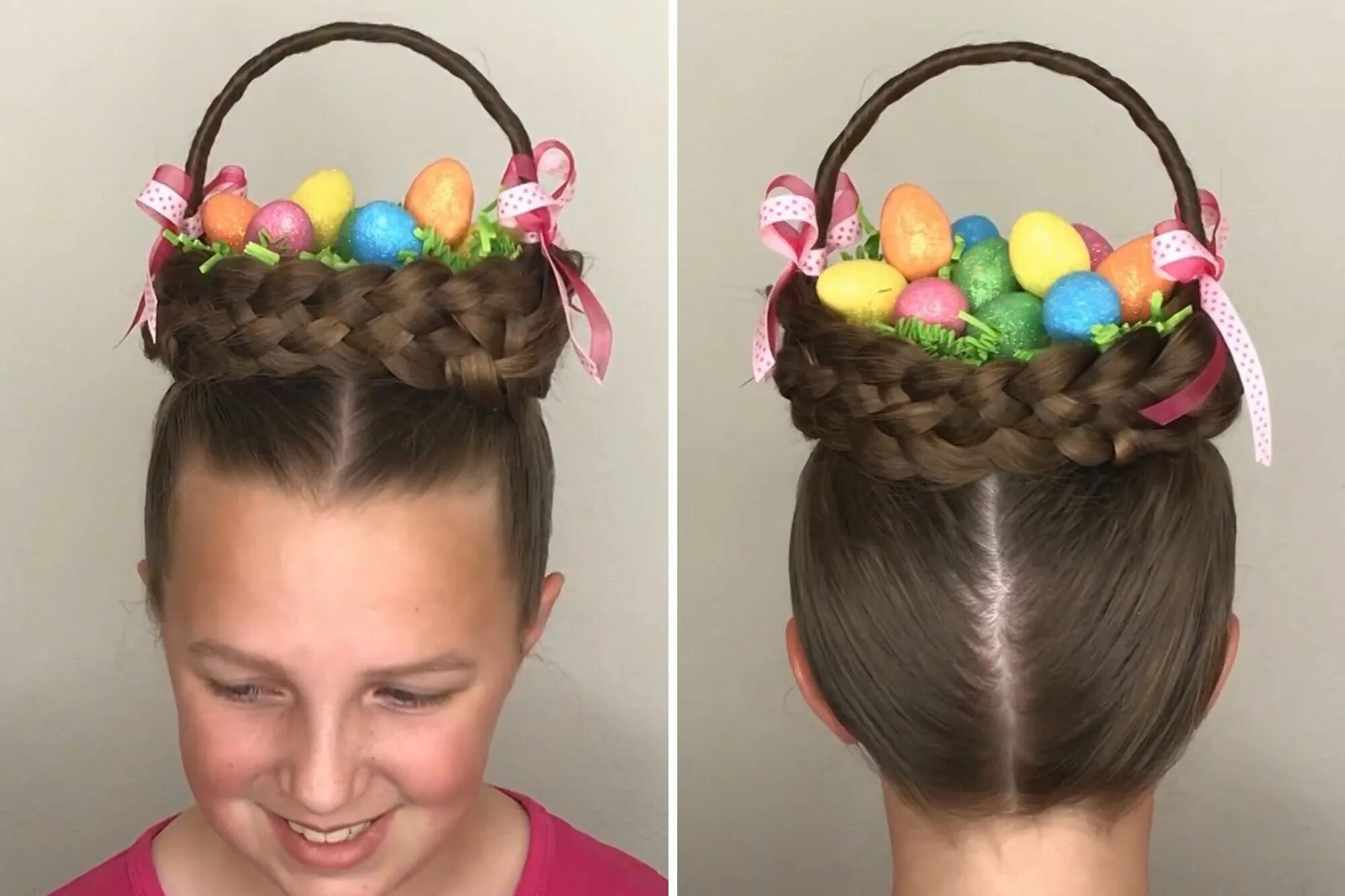 Прическа корзинкой фото Looking for a festive hairstyle for your Easter celebration? Try this Easter bas