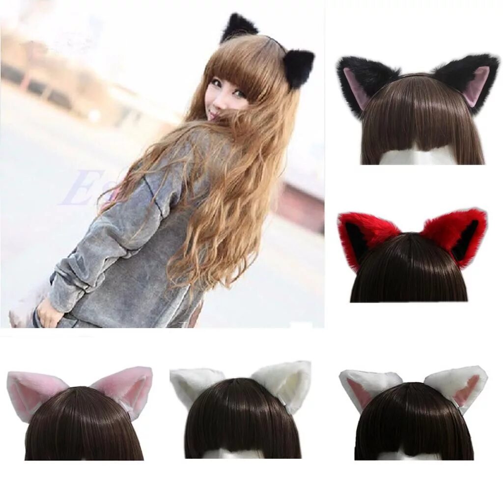 Прическа кошачьи ушки для девочки New Women Lady Girls Kids Cat Ear Headband Hairpin Cosplay Party Prop for Fancy 