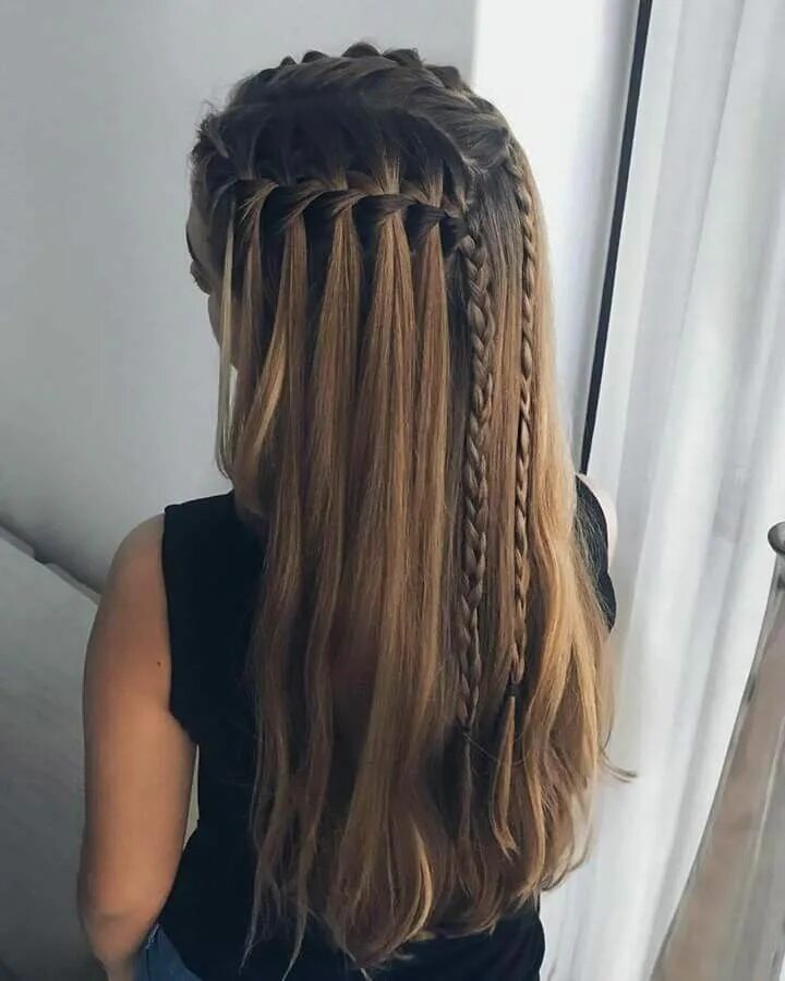 Прическа косички на длинные волосы фото Pin by Isabel Miranda Morales on peinados Waterfall braid hairstyle, Hairstyle, 