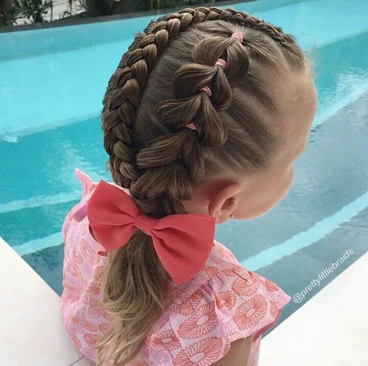 Прическа косы на средние волосы девочке Pin de L en Hairstyles Peinados infantiles, Peinados escolares y Peinados con tr