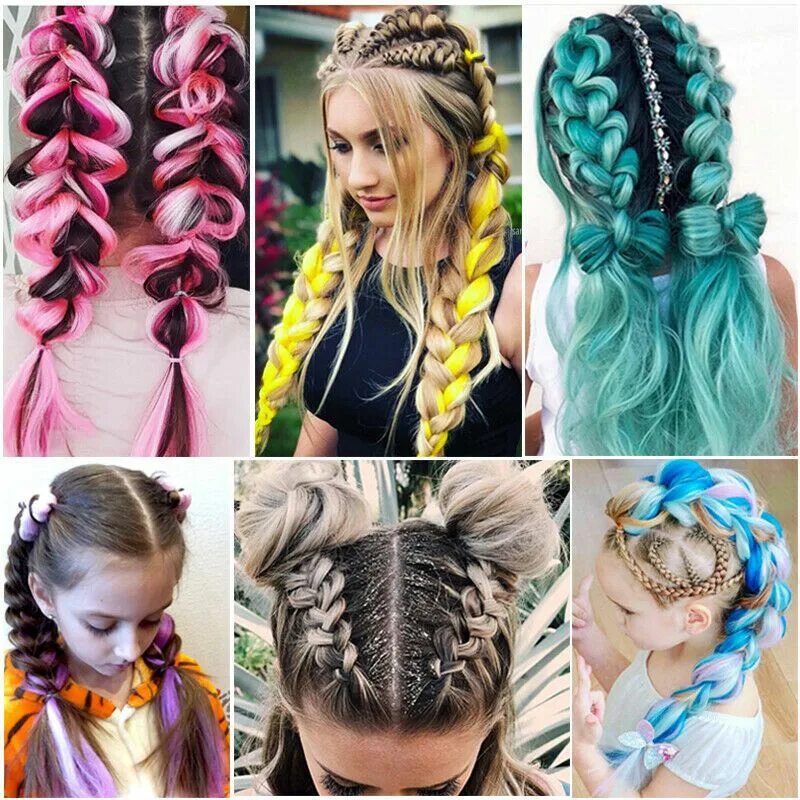 Прическа косы с канекалоном для девочки 24" Ombre Kanekalon Dip Dye Jumbo Braid Synthetic Hair Extensions ANY Colors Jx2