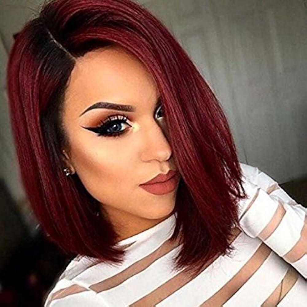 Прическа красная каре Kerak Daur ulang Rasa red ombre short hair Dimana Berkelip marah