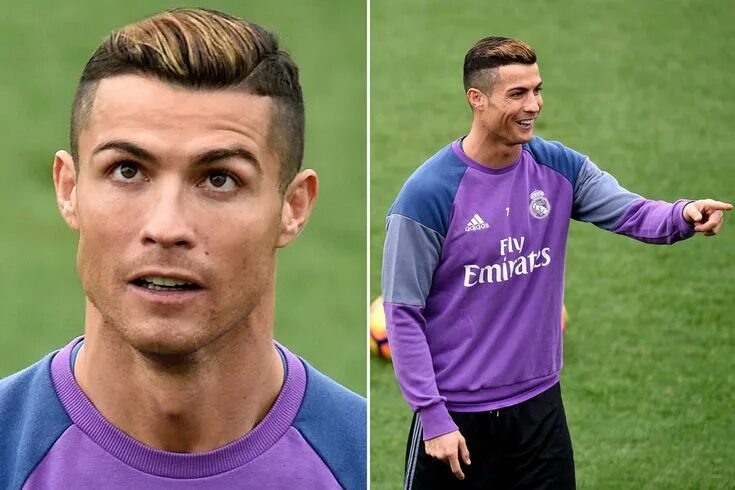 Прическа криштиану роналду 2018 года Cristiano Ronaldo shows off new gold hair dye at Real Madrid training Cristiano 