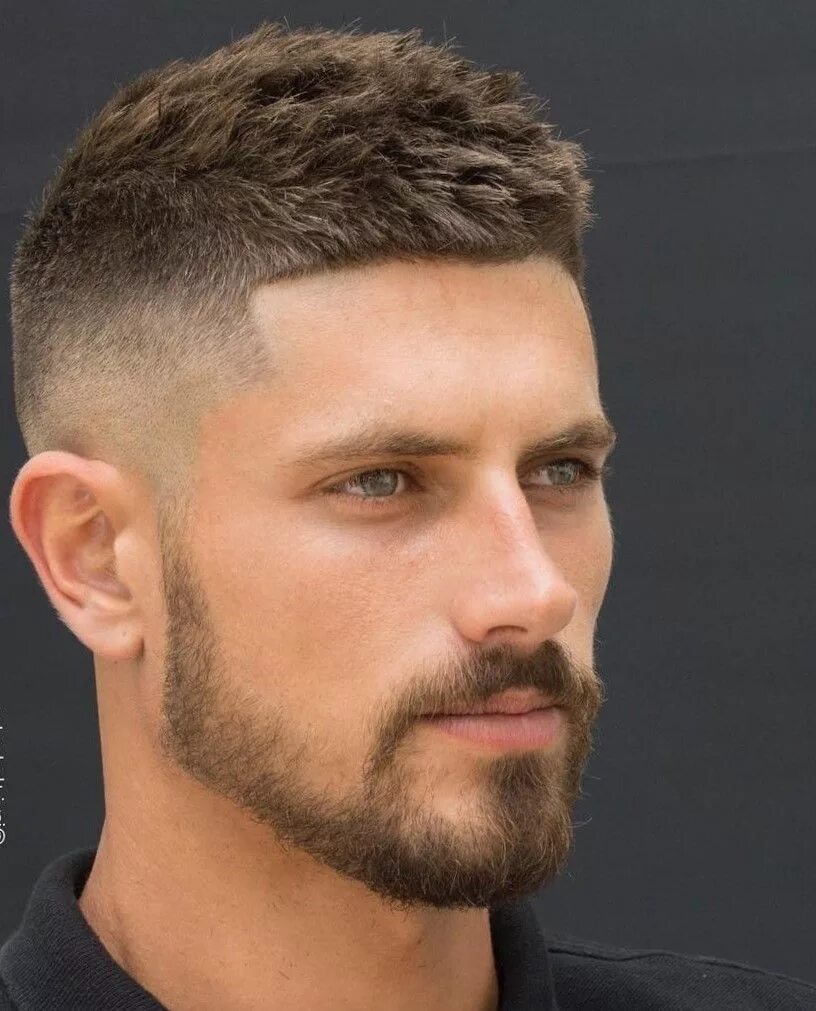 Textured Crop + High Fade + Disconnected beard - Men's Haircuts Crew cut hair, M