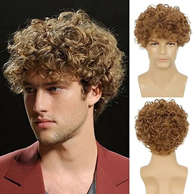 Прическа кудри мужская Amazon.com: Light Brown Wig Men