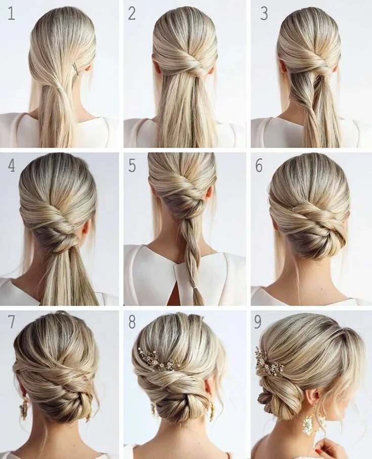 Прическа легкая и быстрая на средние волосы Easy DIY Wedding Hairstyles for Long Hair