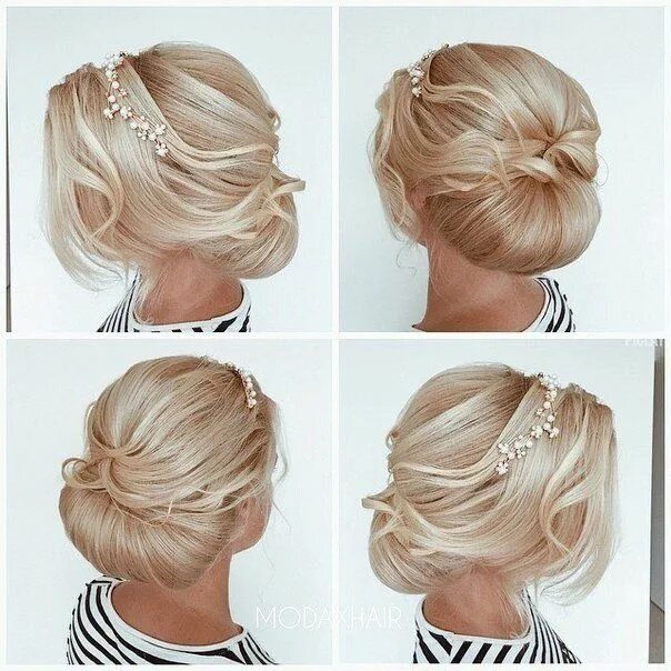 Прическа легкая на свадьбу средние волосы Прически Стрижки Short wedding hair, Wedding hair inspiration, Wedding hairstyle