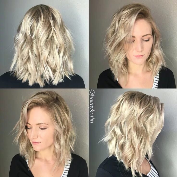 Прическа легкие волны на каре Balayage #blonde #icyblonde #juliannehough #wavyhair #messywaves #tousledwaves #