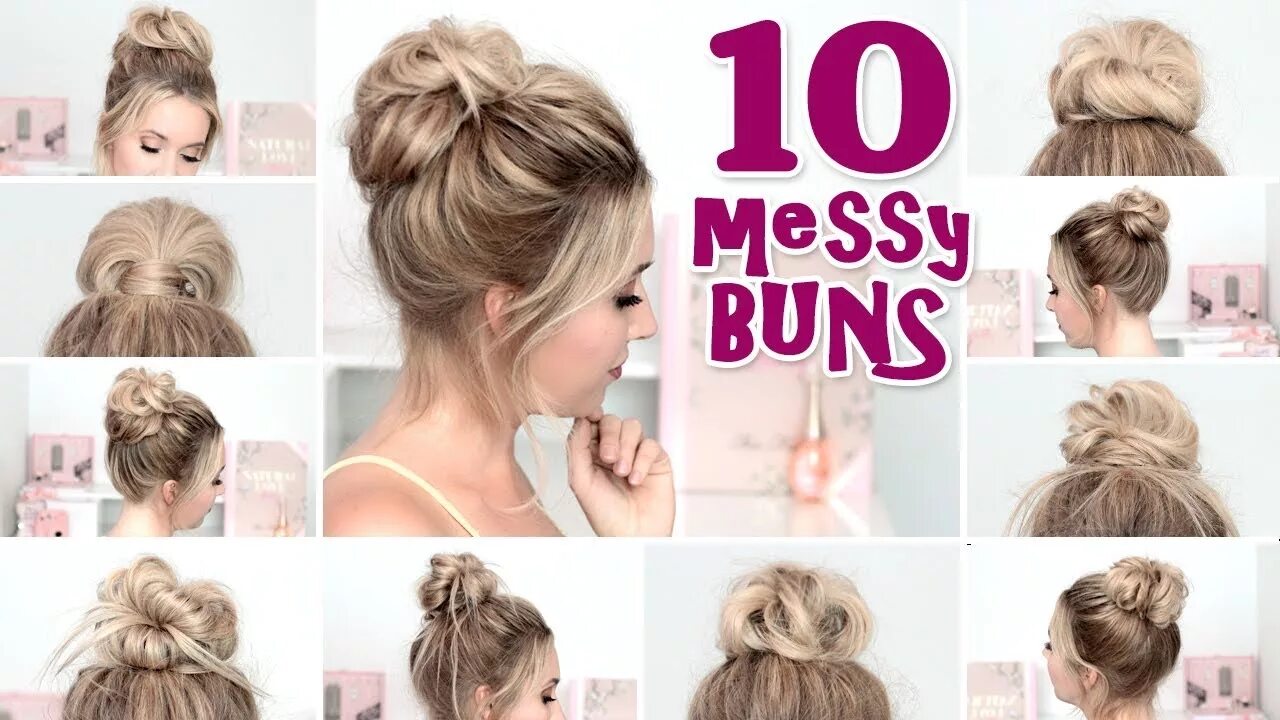 Прическа легкий пучок на средние волосы 10 MESSY BUN hairstyles for back to school, party, everyday ❤ Quick and easy hai