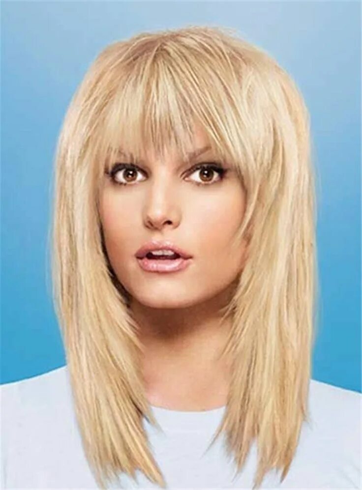 Прическа лесенка фото на средние Pin on Hairstyles Bangs with medium hair, Medium hair styles, Long hair styles