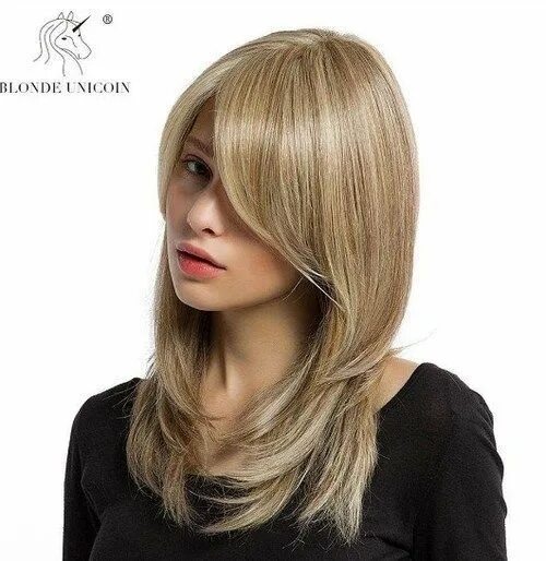 Прическа лесенка на средние волосы фото Women Wig 23in Long Hair Bangs Natural Looking Color Under 40$ Heat Resistant #B