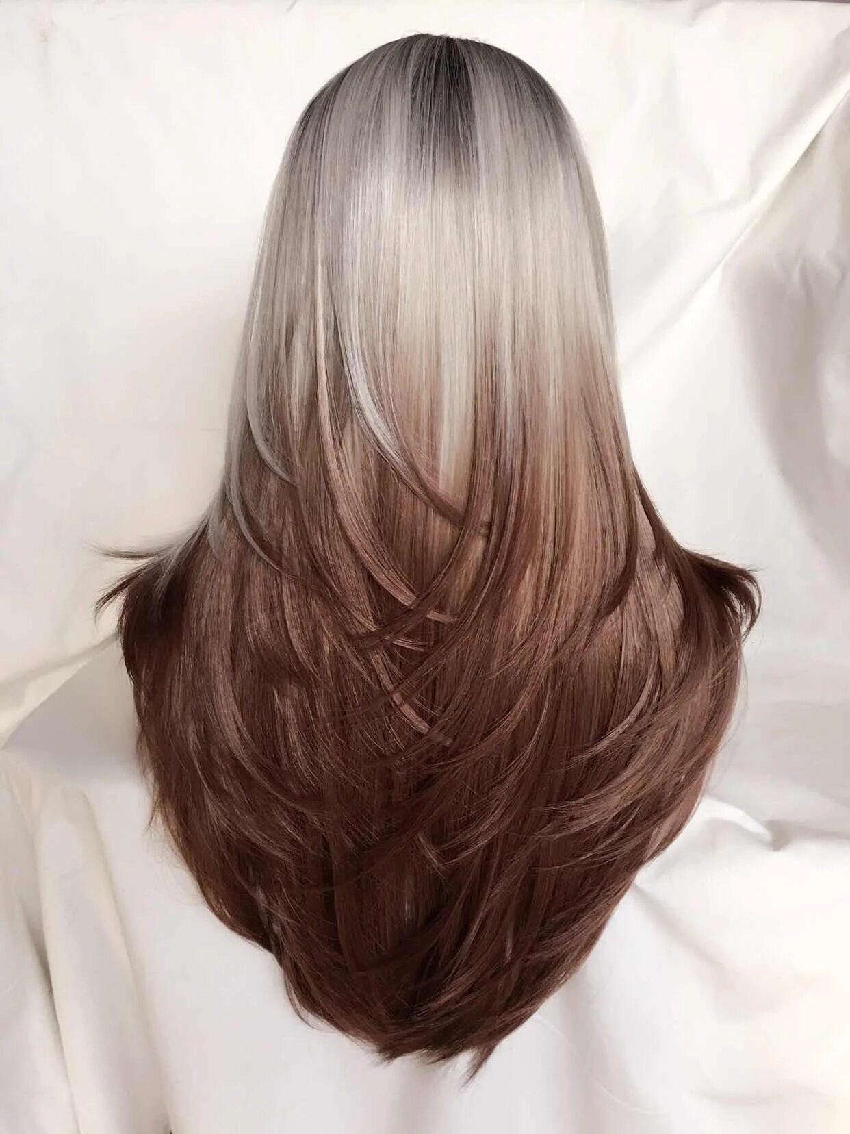 Прическа лисий хвост фото на средние Brown to white and black ombre - UniWigs ® Official Blog