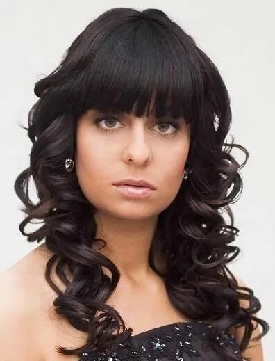 Прическа локоны на длинные волосы с челкой curled hairstyles for long hair - Google Search Beauty Long hair styles, Curly h