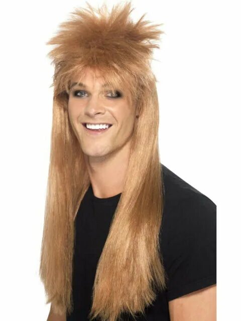 Прическа малет Smiffy's Men's Brown 80's Rocker Mullet Wig for sale online eBay