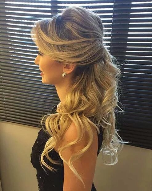 Прическа мальвина фото 31 Half Up, Half Down Hairstyles for Bridesmaids - StayGlam Peinados boda pelo l