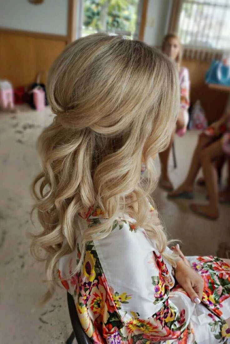 Прическа мальвинка на средние волосы с локонами Boho Hairstyle for Long Hair