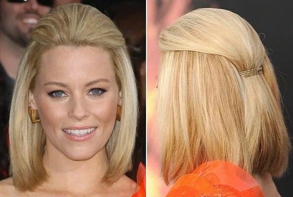 Прическа меньше средних волос Elizabeth Banks' Sophisticated Bob With Barrette Modern bob hairstyles, Bob hair