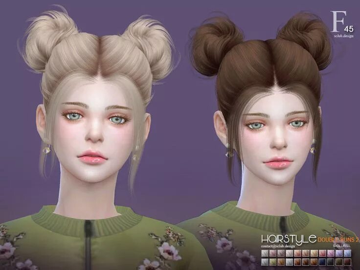 Прическа мод The double-buns2 hair for The Sims 4. Found in TSR Category 'Sims 4 Female Hairs