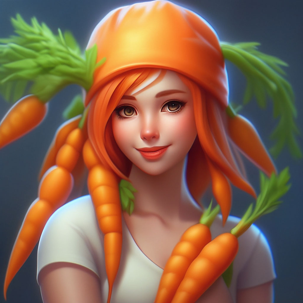 Прическа морковка для девочки "Beautiful carrot girl realistic" - image created in Shedevrum