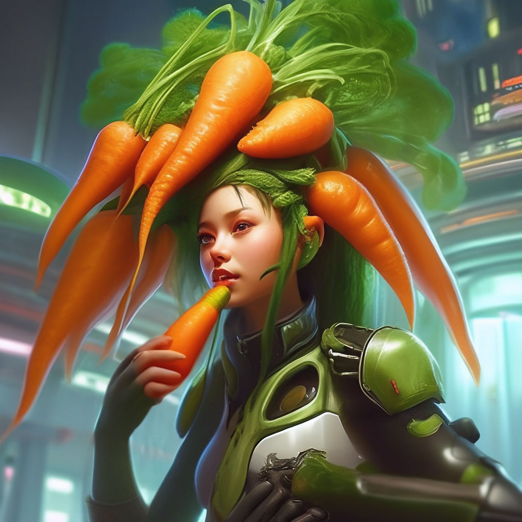 Прическа морковка для девочки "Eat carrot hair" - image created in Shedevrum