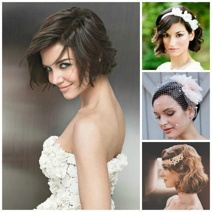 Прическа на боб каре на свадьбу Wedding inspiration: Wedding short hairstyle Three Sunbeams Short wedding hair, 