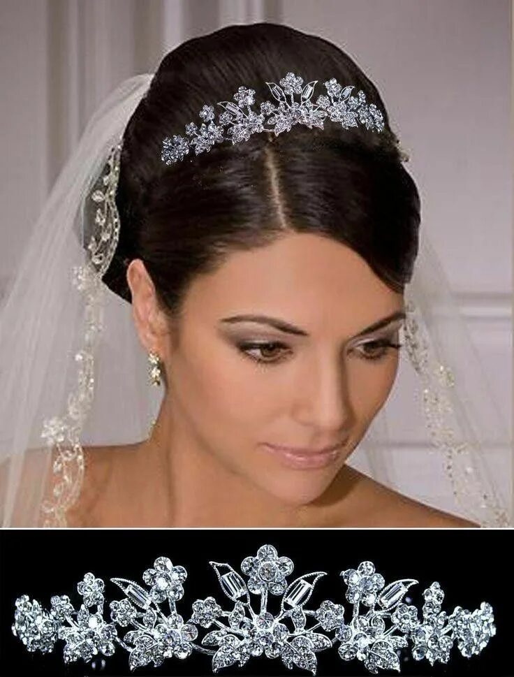 Прическа на длинную фату с диадемой tiaras para novias Veil hairstyles, Wedding hairstyles with veil, Wedding hairst