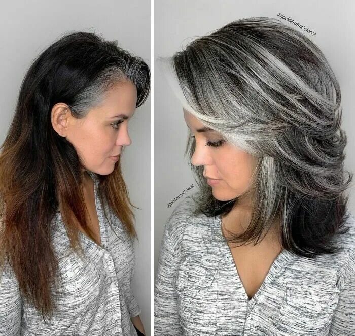 Прическа на длинные седые волосы Gray-Hair-Makeovers-Jack-Martin Pelo con canas mujer, Pelo con canas, Cabello os