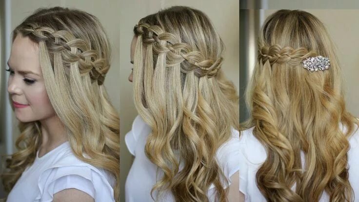 Прическа на длинные волосы 4 класс Four Strand Waterfall Braid with Annie's Forget Me Knots Waterfall braid hairsty