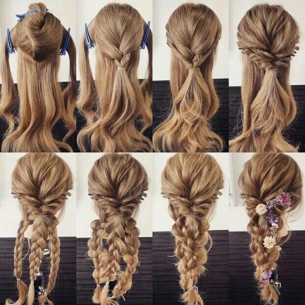 Прическа на длинные волосы девушке быстро Pin on Saç Modelleri Long hair styles, Girl hairstyles, Cute hairstyles