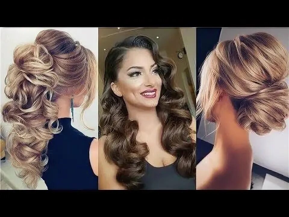 Прическа на длинные волосы на торжество Curly prom hairstyle for long medium hair tutorial. Wedding updo - YouTube (With