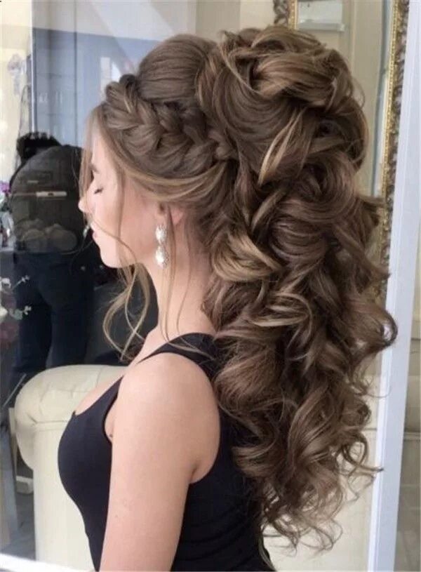 Прическа на длинные волосы полусобранные 50 Attractive Wedding Hairstyles for Long Hair - Mrs to Be Long hair styles, Med