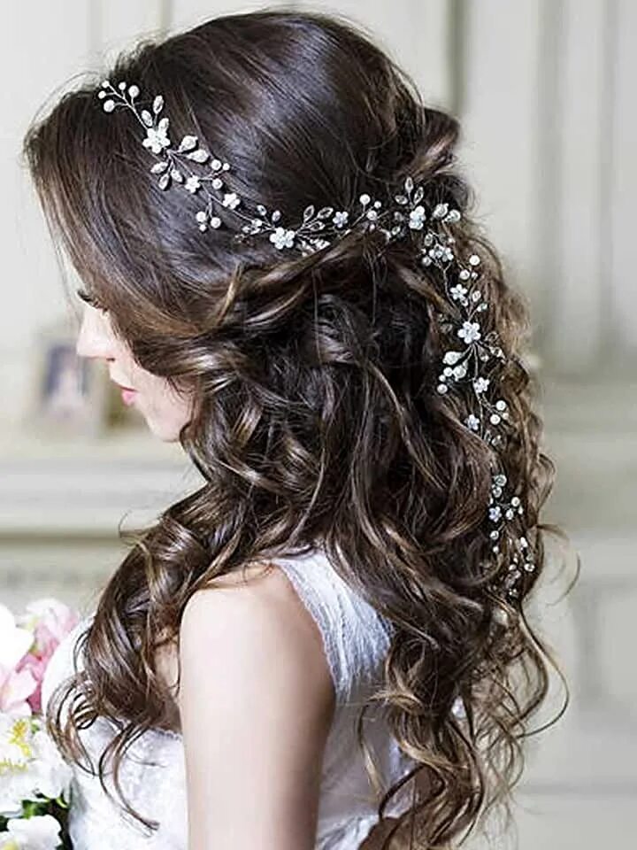 Прическа на длинные волосы с украшением Amazon.com: bridal flower hair accessories