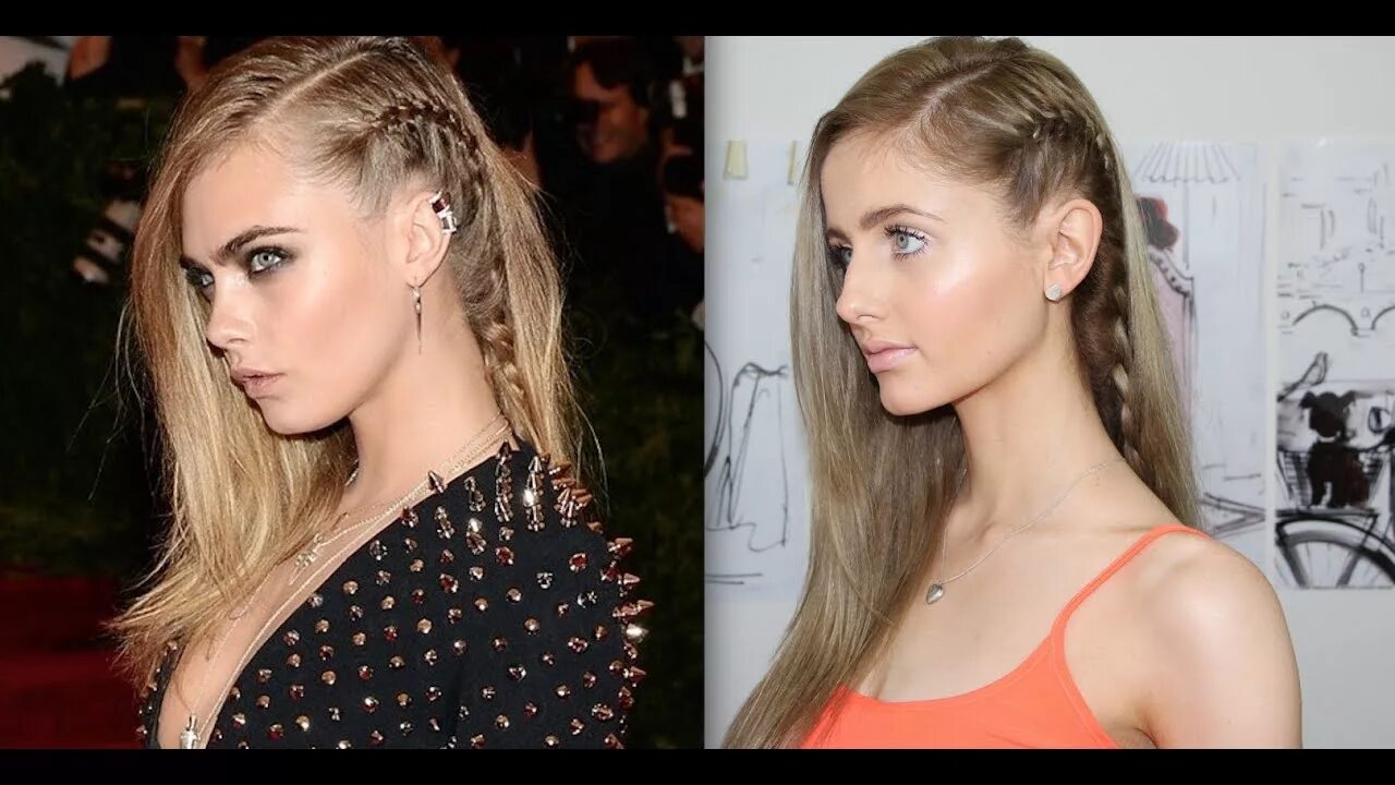 Прическа на длинные волосы сбоку Cara Delevingne Hair Tutorial + How to Braid - YouTube