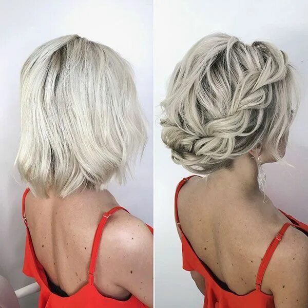 Прическа на голове на короткие волосы Pin on beauty Short hair updo, Short wedding hair, Braids for short hair