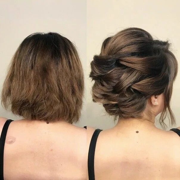 Прическа на грязное каре Pin by Cindy Pouliot Puleo on Wedding hairstyles Short hair up, Short hair updo,