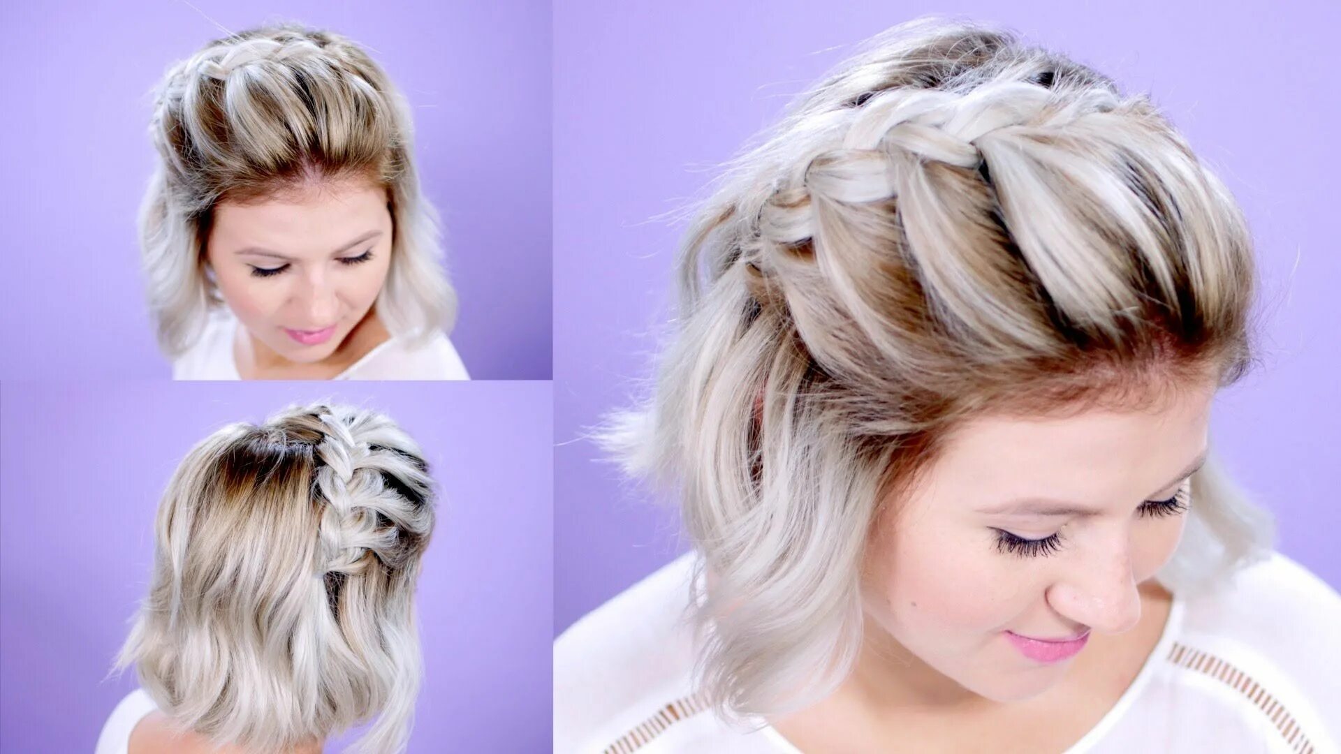 Прическа на каре на прогулку How To French Braid Short Hair Milabu Braids for short hair, Cute hairstyles for