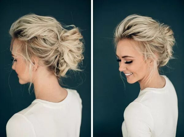 Прическа на каре пучок Hair and Make-up by Steph: Ashlee Short wedding hair, Short hair updo, Messy wed