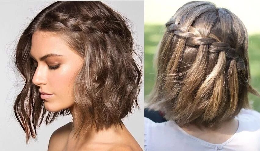 Прическа на каре средней длины peinados cabello corto trenzas - Buscar con Google Trenzas en pelo corto, Trenza