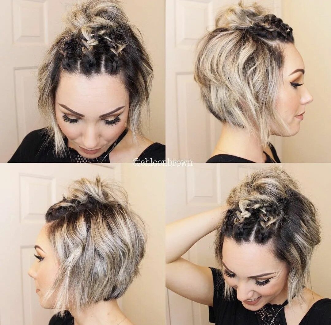 Прическа на каре своими руками Pin on Beauty Cute hairstyles for short hair, Braids for short hair, Short hair 