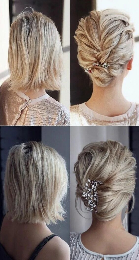 Прическа на каре волосы на свадьбу wedding ceremony coiffure updo with medium size coiffure #coiffe #hairstyle #lon