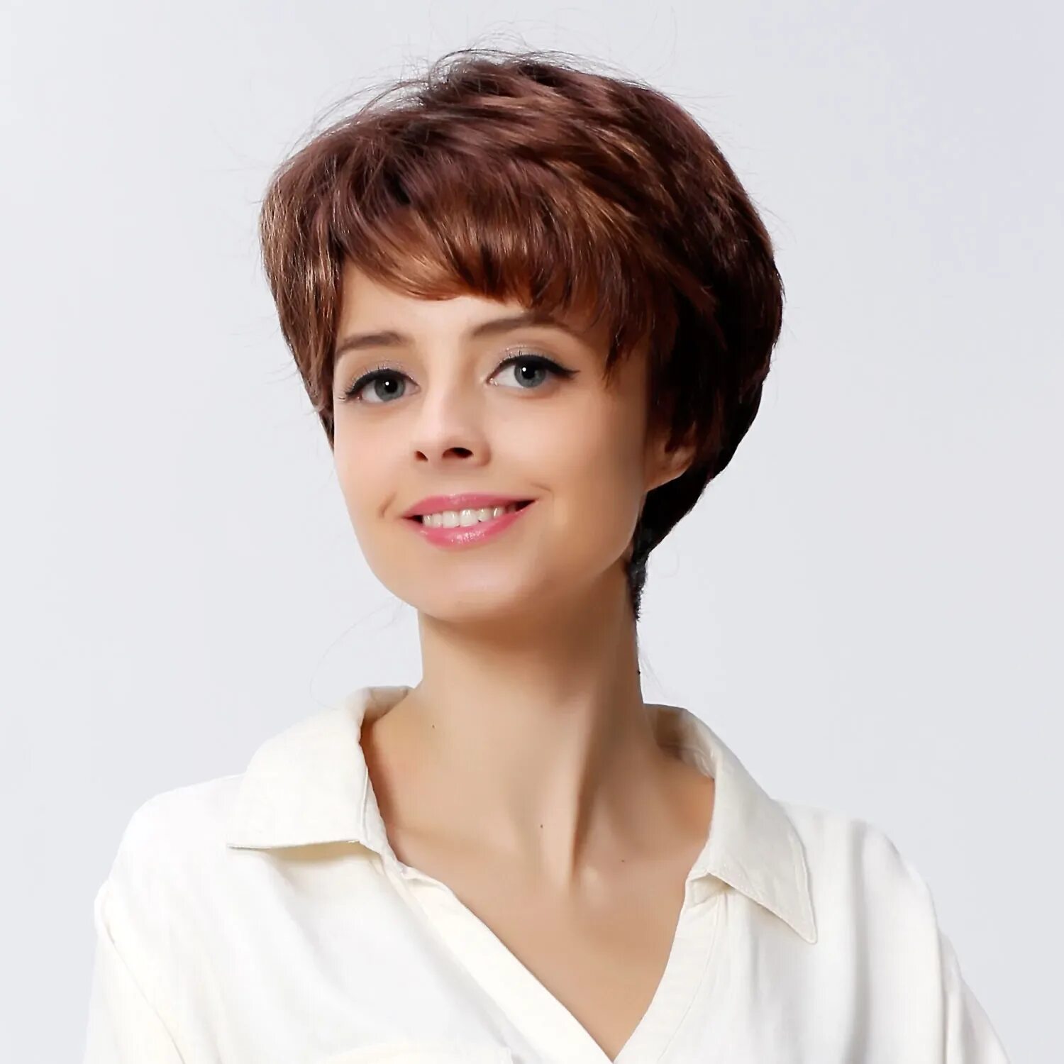 Прическа на короткие густые волосы женские 6" Short Brown Hair Wig For Black Women Short Female Haircut Pixie Cut Cheap Syn