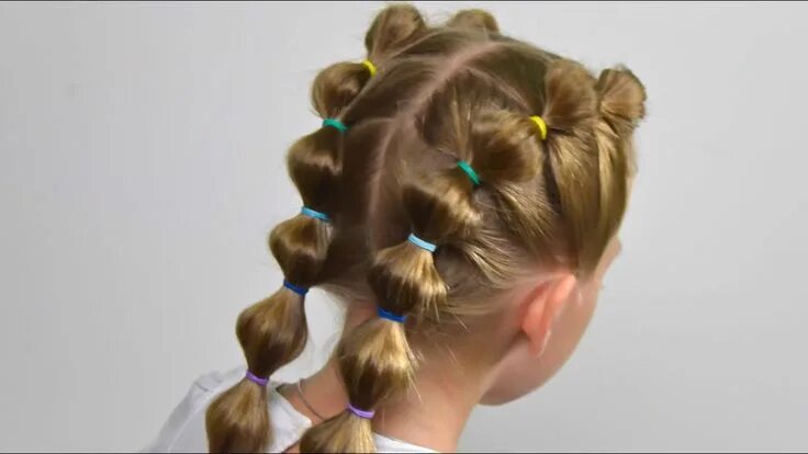 Прическа на короткие силиконовыми резинками Double Bubble Braids ★ EASY Elastic HAIRSTYLE (Little girls hairstyles ... Girls